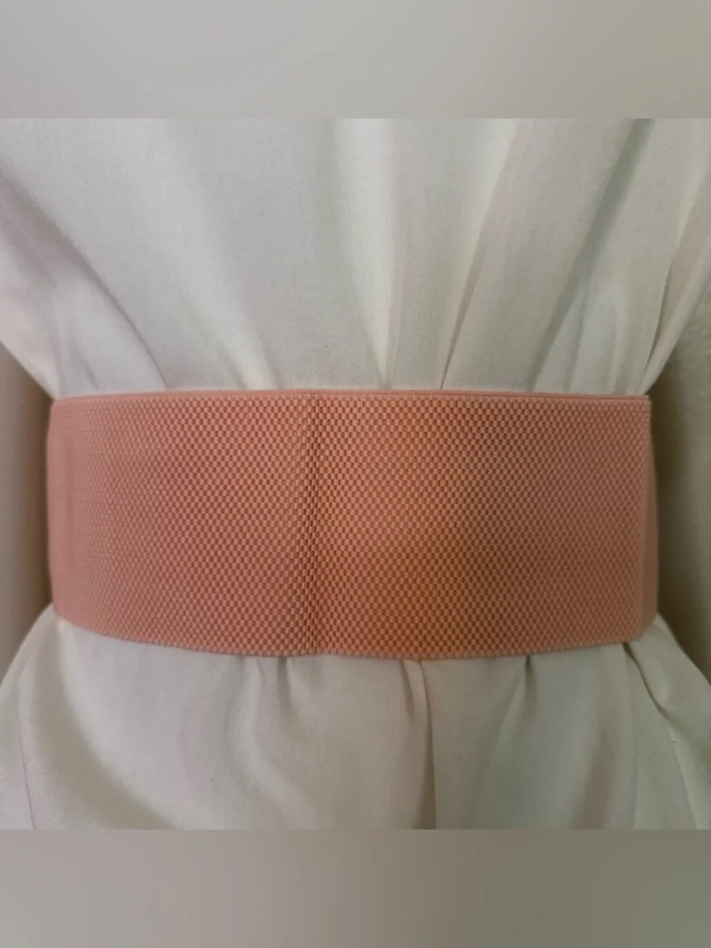 Light pink croc embossed PU leather elastic waistband belt